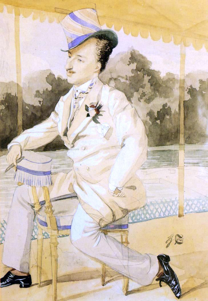 James Tissot A Dandy - Hand Painted Oil Painting