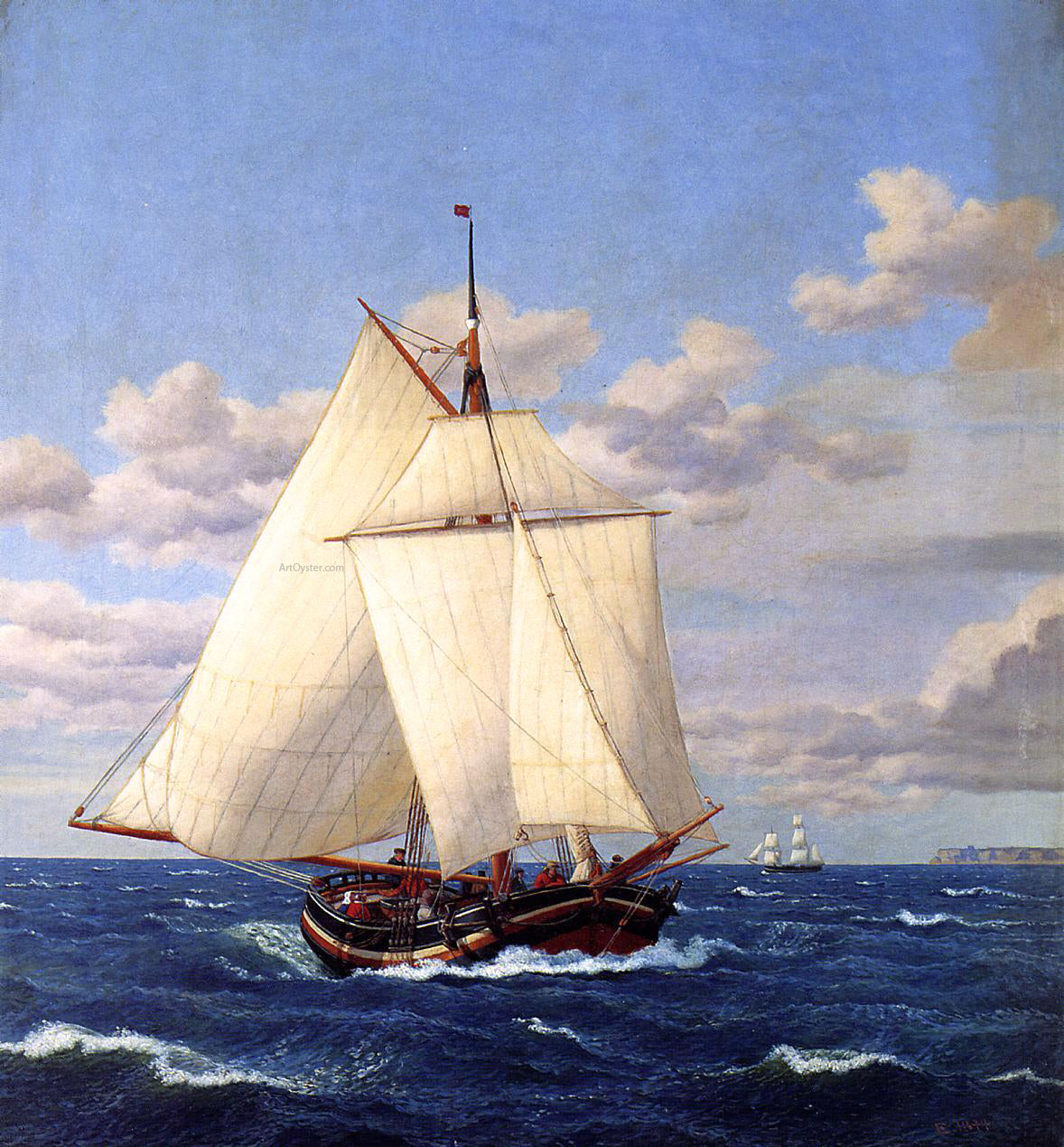 Christoffer Wilhelm Eckersberg A Danish Yacht Passing Stevns - Hand Painted Oil Painting
