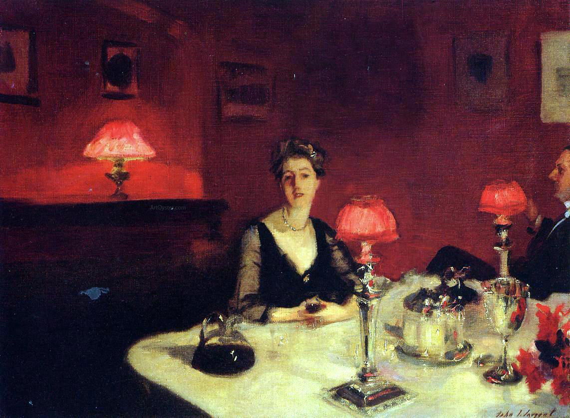 John Singer Sargent Dinner Table at Night (also known as Mr. and Mrs. Albert Vickers) - Hand Painted Oil Painting