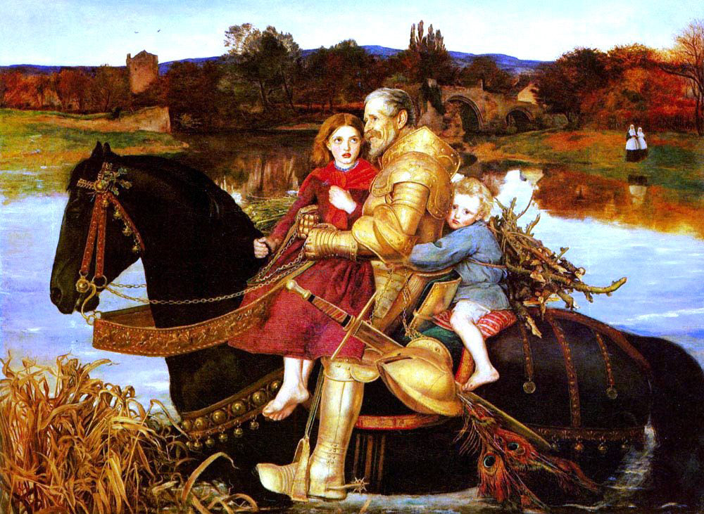 Sir Everett Millais Dream of the Past - Sir Isumbras at the Ford - Hand Painted Oil Painting