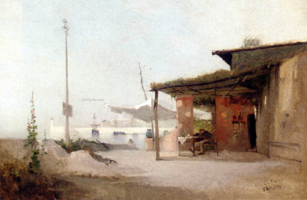 Jean D'Alheim A Drink On The Quay - Hand Painted Oil Painting