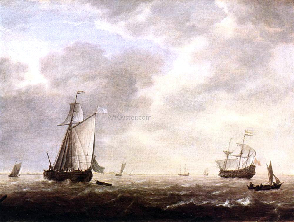 Simon De Vlieger A Dutch Man-of-war and Various Vessels in a Breeze - Hand Painted Oil Painting