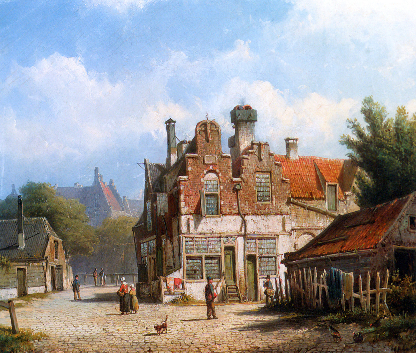 Willem Koekkoek A Dutch Town Scene - Hand Painted Oil Painting