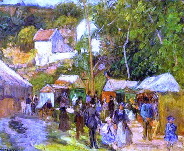 Camille Pissarro A Fair at l'Hermitage near Pontoise - Hand Painted Oil Painting