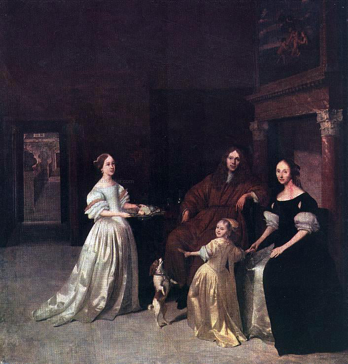 Jacob Ochtervelt Family Group - Hand Painted Oil Painting
