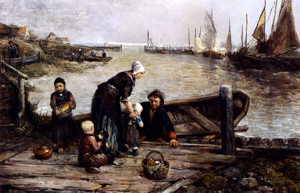 Johan Mari Ten Kate A Fisherman's Family, Marken - Hand Painted Oil Painting