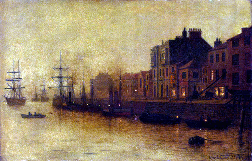 Arthur E Grimshaw Fishing Harbour - Hand Painted Oil Painting