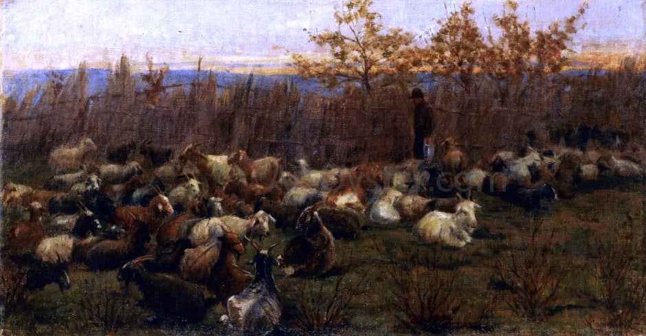 Nicolo Cannicci A Flock of Goats - Hand Painted Oil Painting