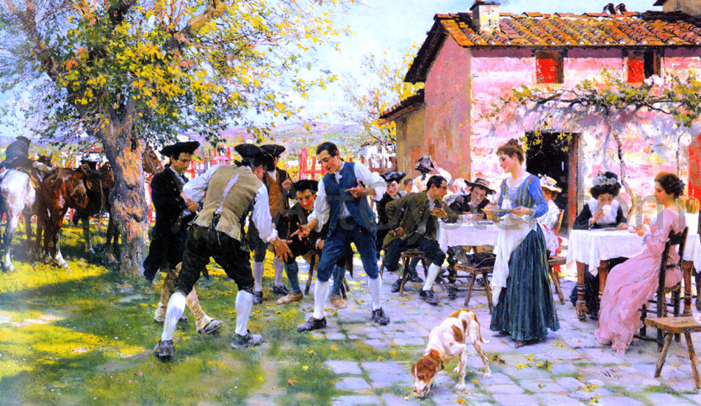 Raffaelo Sorbi A Game of Morra - Hand Painted Oil Painting