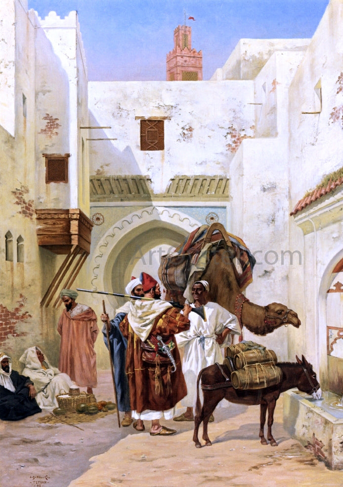 Albert Joseph Franke A Gathering outside the City Walls - Hand Painted Oil Painting