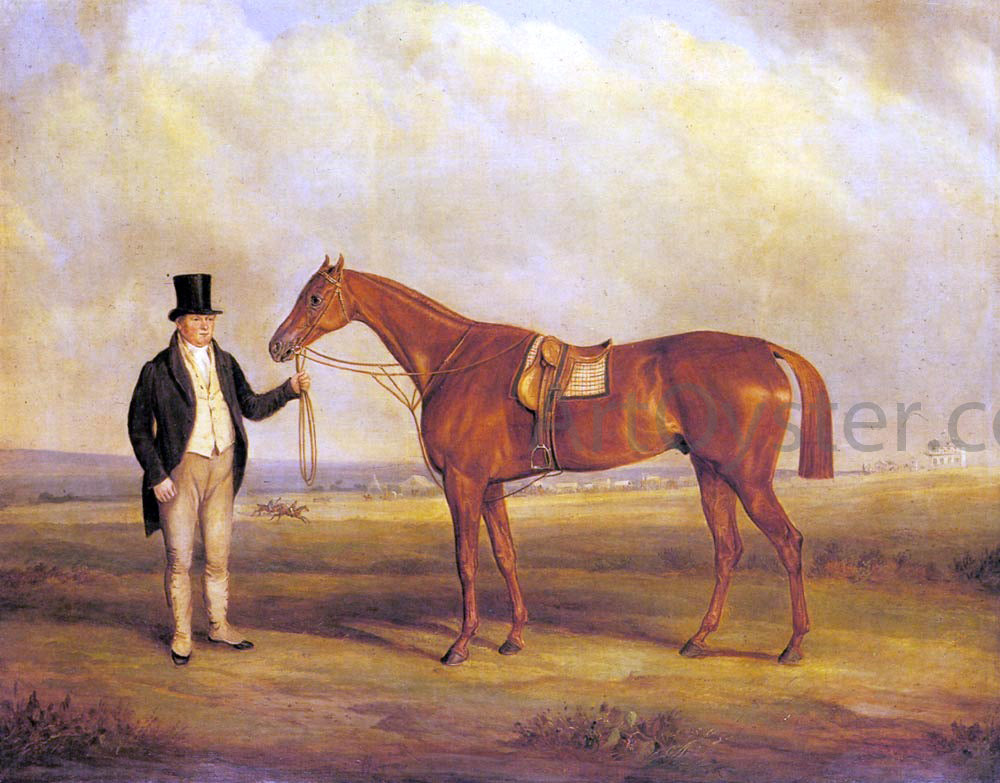 Senior John Ferneley A Gentleman Holding Dangerous, the Winner of the 1833 Derby - Hand Painted Oil Painting