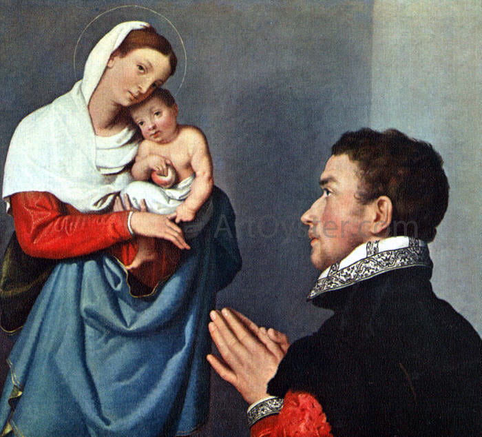 Giovanni Battista Moroni A Gentleman in Adoration before the Madonna - Hand Painted Oil Painting