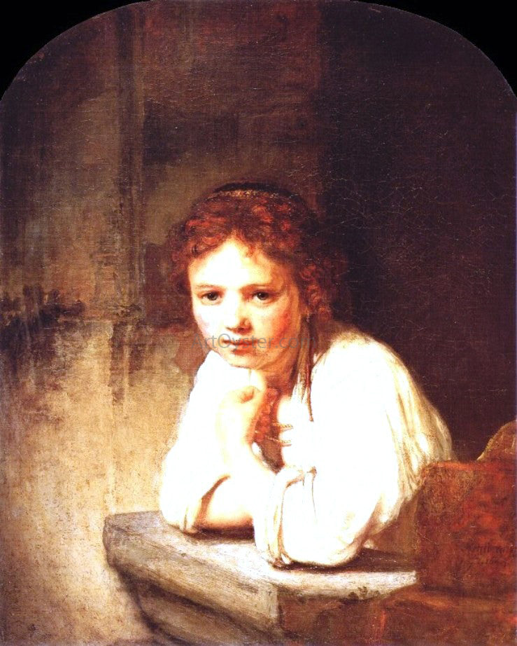 Rembrandt Van Rijn A Girl at a Window - Hand Painted Oil Painting