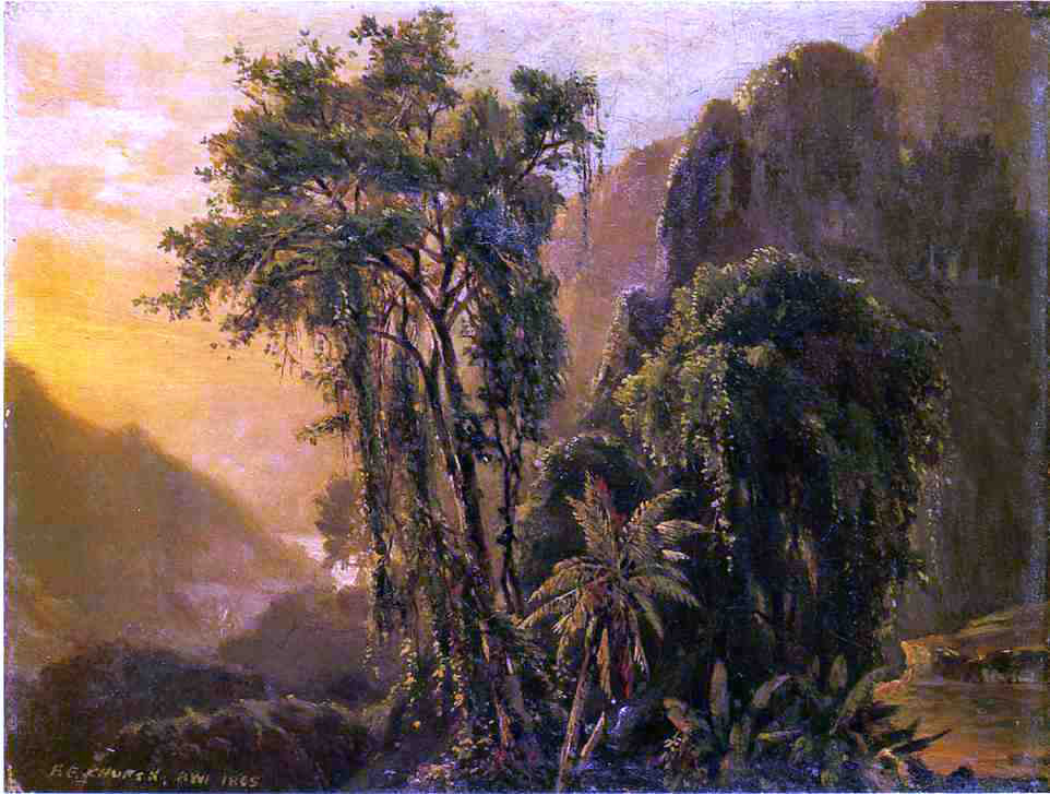 John Frederick Kensett Glimpse of the Caribbean Sea from the Jamaica Mountains - Hand Painted Oil Painting