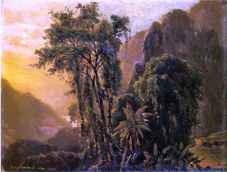  John Frederick Kensett Glimpse of the Caribbean Sea from the Jamaica Mountains - Hand Painted Oil Painting