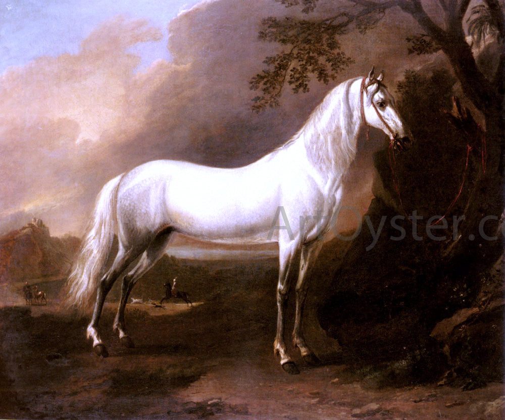 Jan Wyck A Grey Arab Stallion In A Landscape - Hand Painted Oil Painting