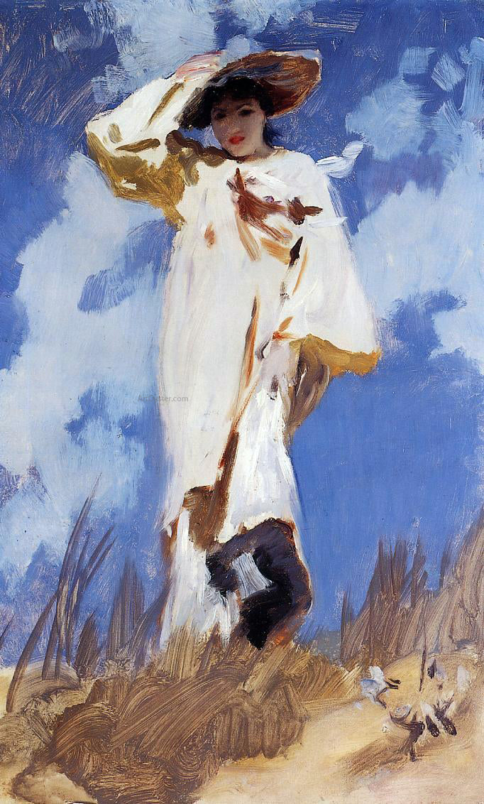 John Singer Sargent A Gust of Wind (also known as Judith Gautier) - Hand Painted Oil Painting