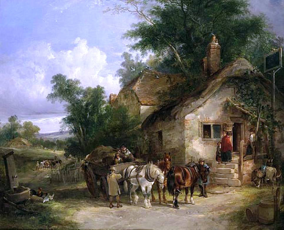 Senior William Shayer A Halt at the Inn - Hand Painted Oil Painting