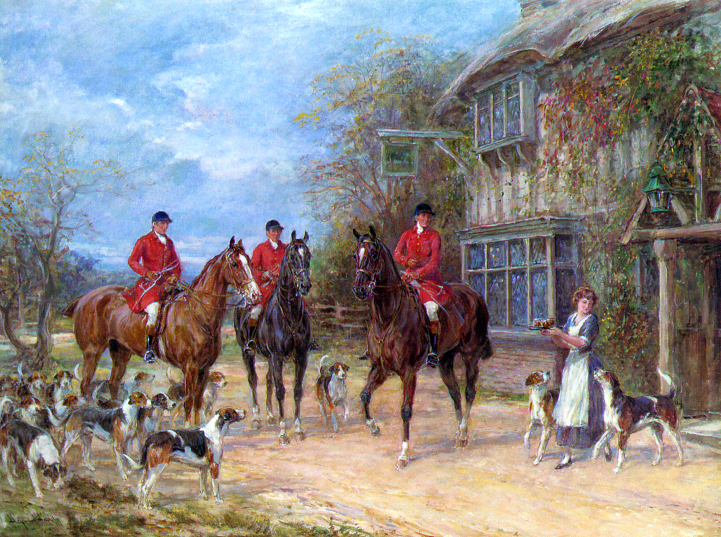 Heywood Hardy A Halt at the Inn - Hand Painted Oil Painting