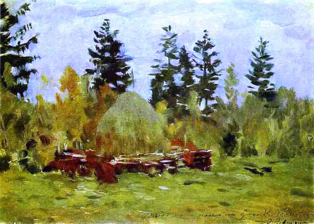 Isaac Ilich Levitan A Haystack Study - Hand Painted Oil Painting