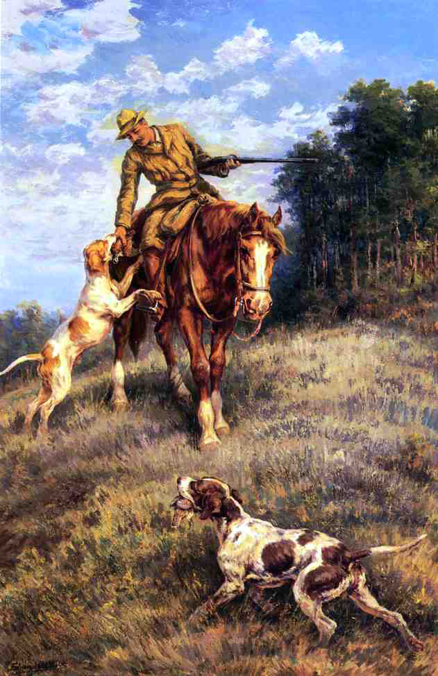 Edmond H Osthaus A Hunter and His Dogs - Hand Painted Oil Painting