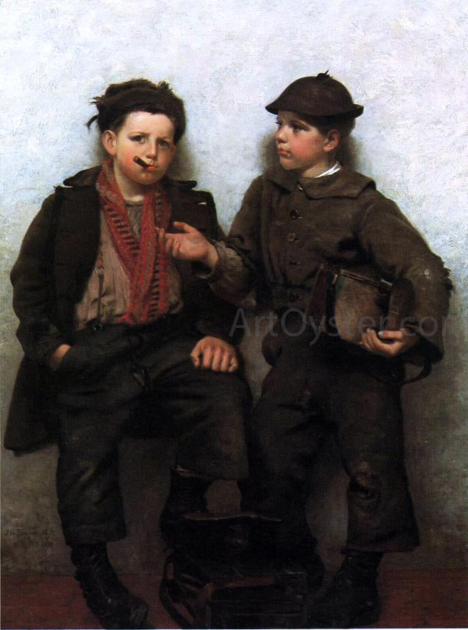 John George Brown A Joint Investment - Hand Painted Oil Painting