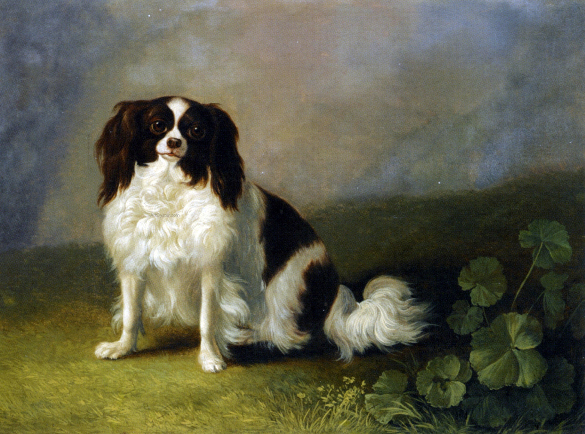  Jacob Philipp Hackert A King Charles Spaniel in a Landscape - Hand Painted Oil Painting