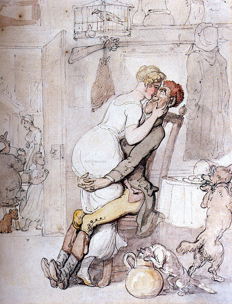 Thomas Rowlandson Kiss In The Kitchen - Hand Painted Oil Painting