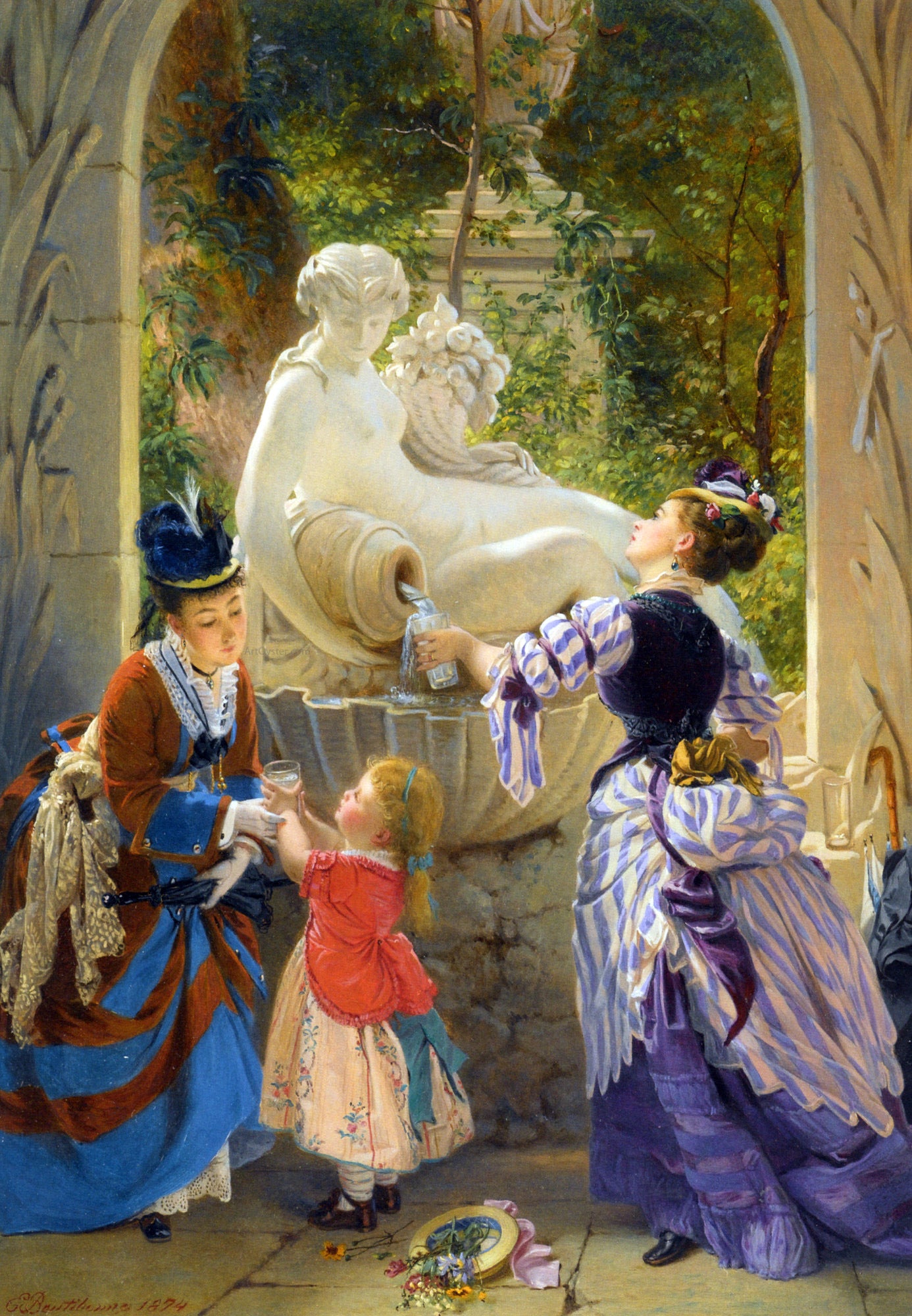 Charles Edouard Boutibonne La Fontaine - Hand Painted Oil Painting