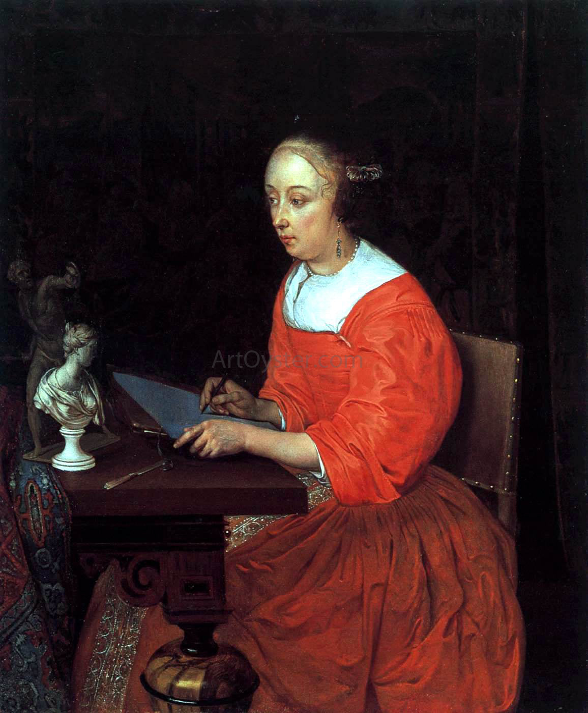 Eglon Van der Neer A Lady Drawing - Hand Painted Oil Painting