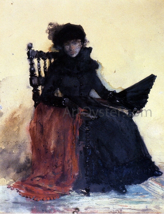 William Merritt Chase A Lady in Black (also known as The Red Shawl) - Hand Painted Oil Painting