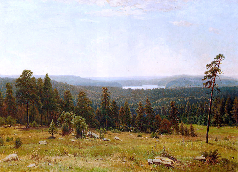  Ivan Ivanovich Shishkin A Lakeside Forest - Hand Painted Oil Painting
