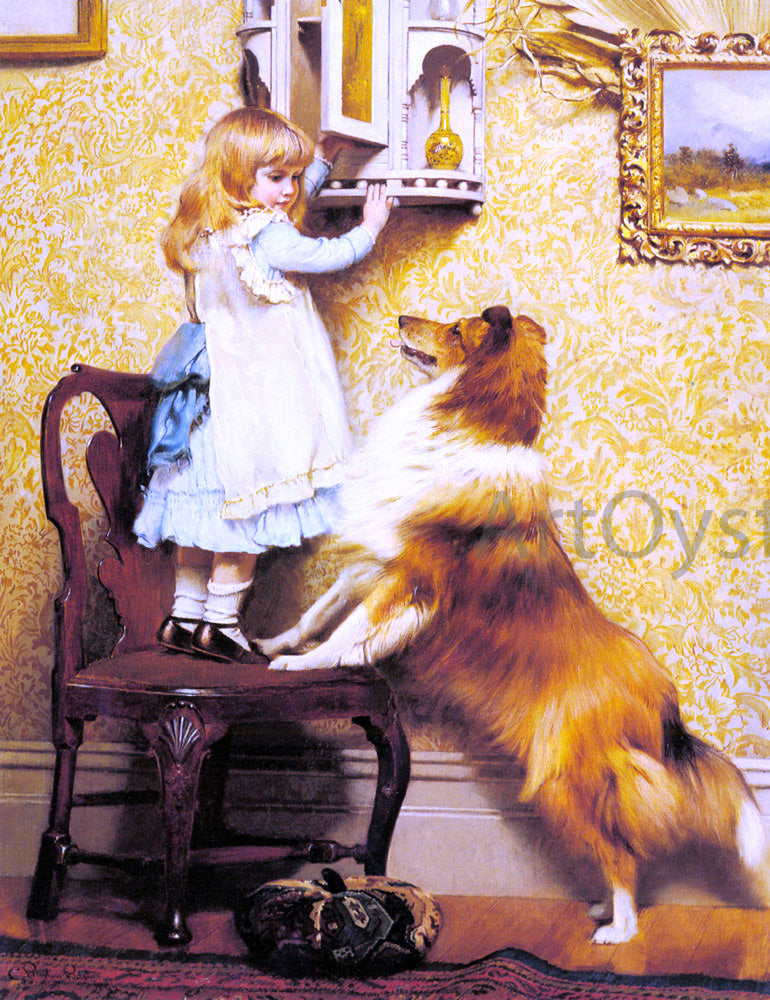  Charles Burton Barber A Little Girl and her Sheltie - Hand Painted Oil Painting