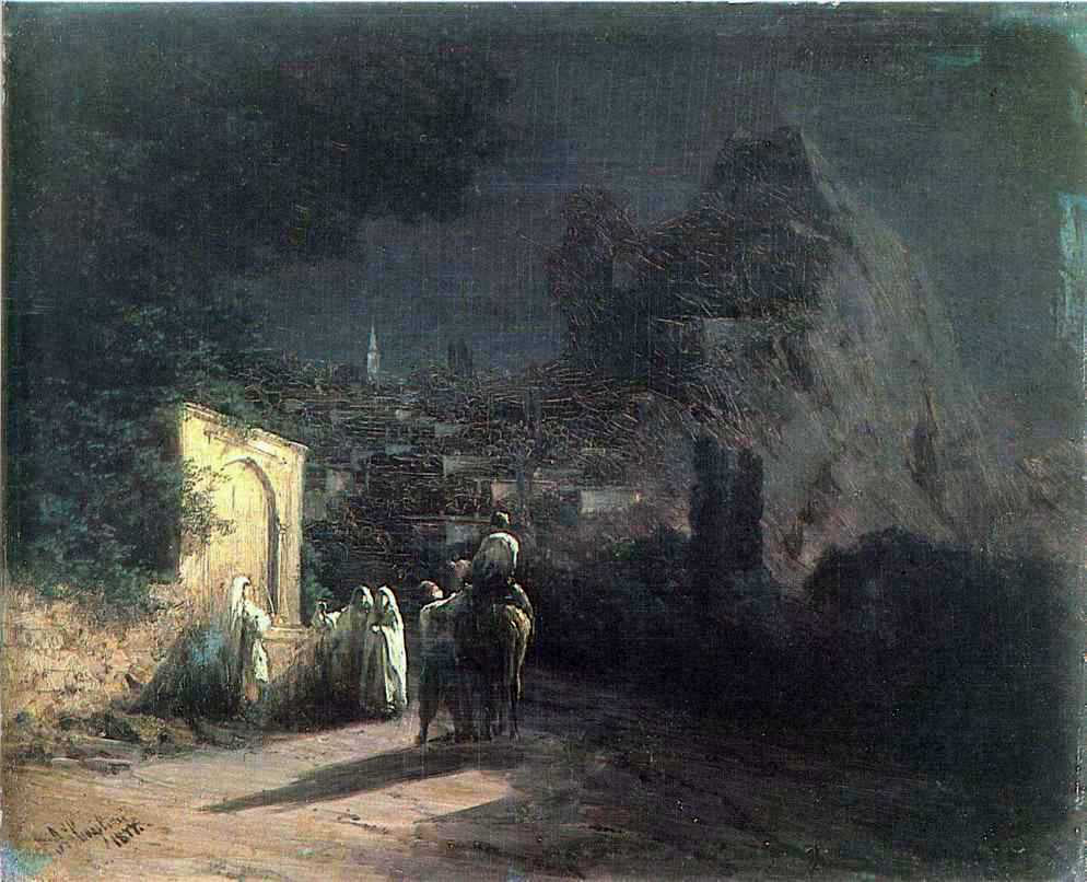 Ivan Constantinovich Aivazovsky Lunar Night at the Spring - Hand Painted Oil Painting
