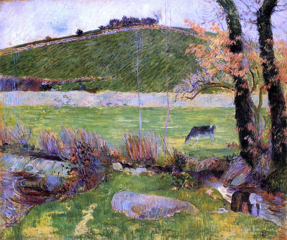 Paul Gauguin A Meadow on the Banks of the Aven - Hand Painted Oil Painting