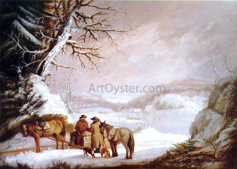 Alvan Fisher Meeting by a River - Hand Painted Oil Painting