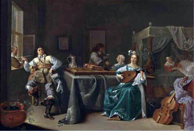 Jacob Duck A Merry Company in an Interior - Hand Painted Oil Painting