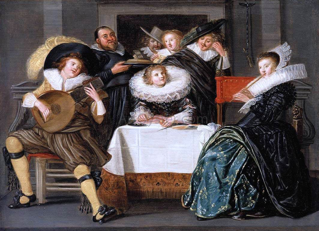 Dirck Hals A Merry Company Making Music - Hand Painted Oil Painting