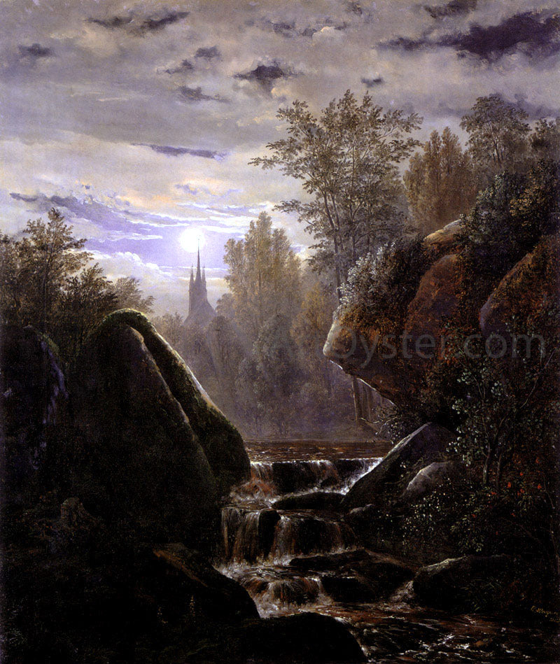 Carl Wagner A Moonlit Night - Hand Painted Oil Painting