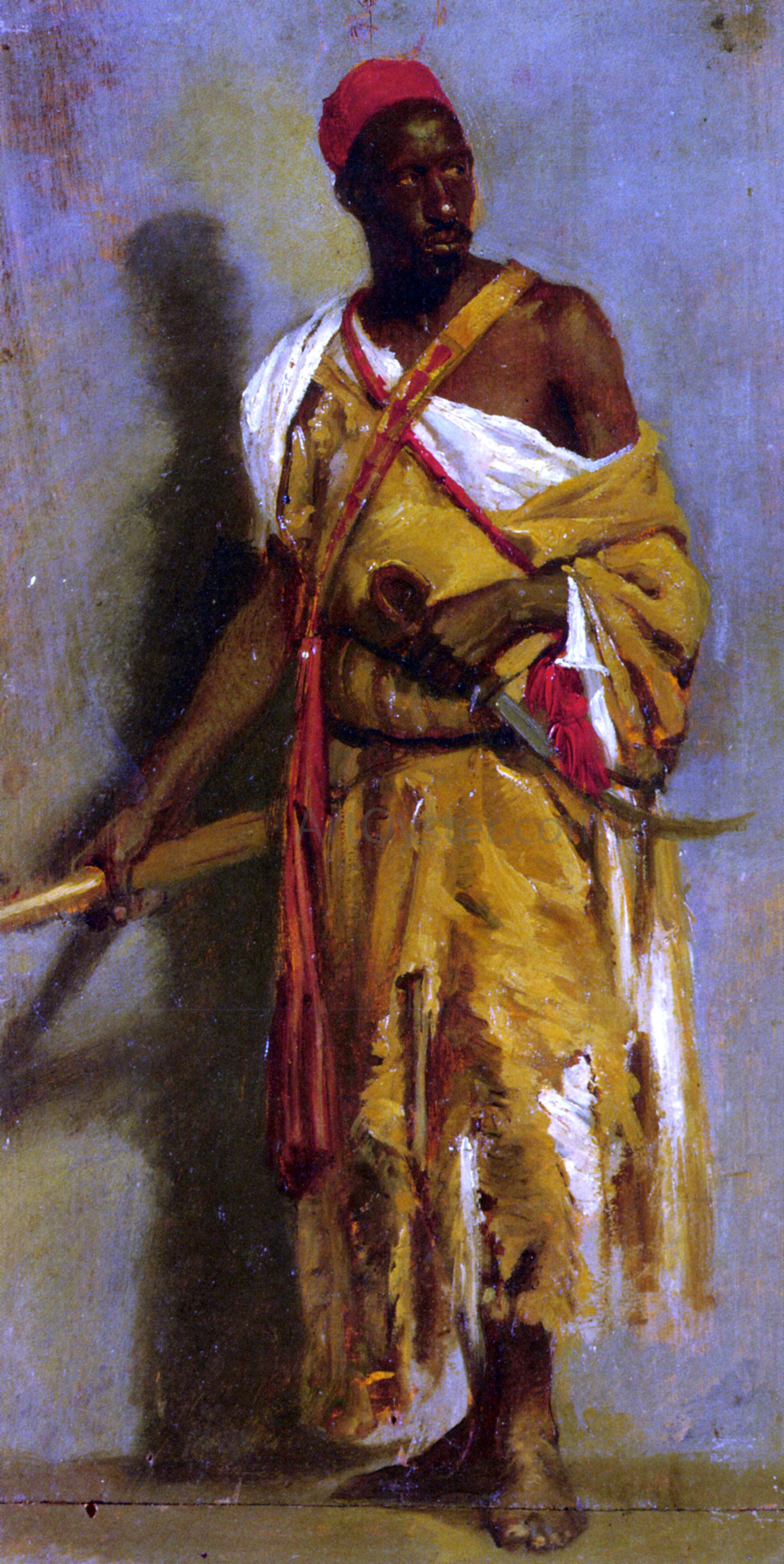 Stefano Ussi A Morrocan Guard - Hand Painted Oil Painting