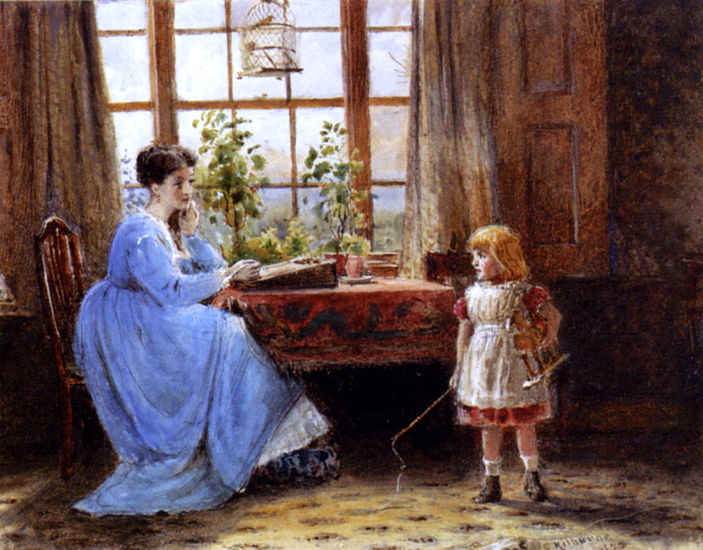 George Goodwin Kilburne Mother And Child in an Interior - Hand Painted Oil Painting