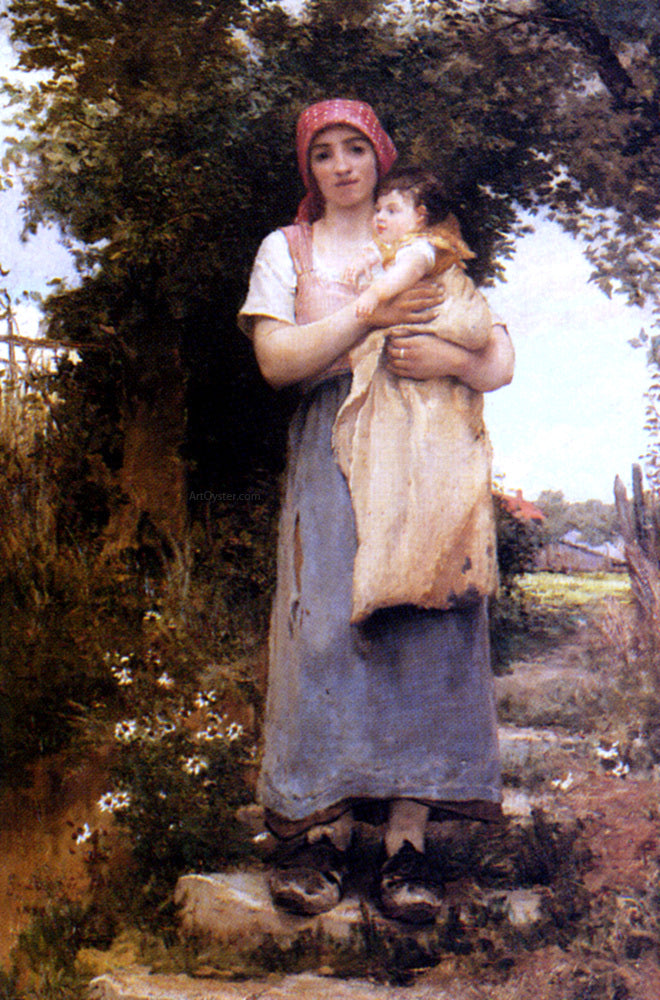 Georges Laugee A Mother Holding Her Child - Hand Painted Oil Painting