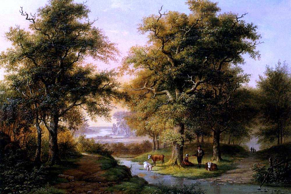 Hermanus Everhardus Rademaker A Mountainous Woodland With The Kurhaus, Cleves, In The Distance - Hand Painted Oil Painting