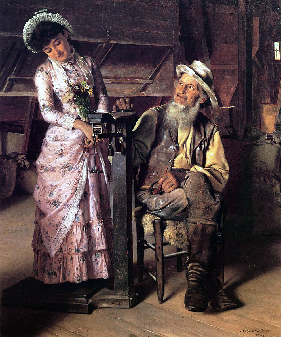 John George Brown A New Weight - Hand Painted Oil Painting