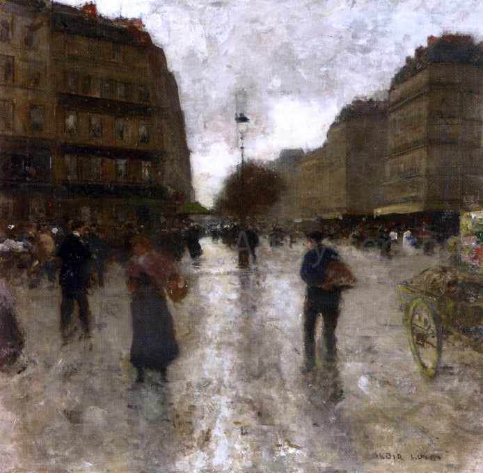 Luigi Loir A Parisian Street Scene - Hand Painted Oil Painting