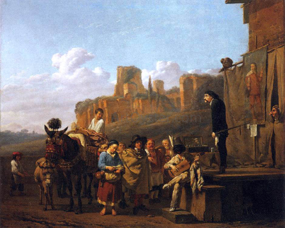  Karel Dujardin A Party of Charlatans in an Italian Landscape - Hand Painted Oil Painting