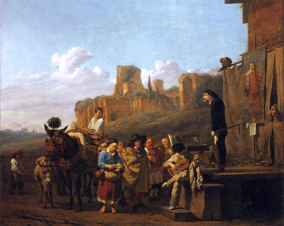 Karel Dujardin A Party of Charlatans in an Italian Landscape - Hand Painted Oil Painting