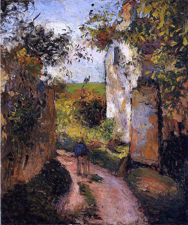 Camille Pissarro A Peasant in the Lane at l'Hermitage, Pontoise - Hand Painted Oil Painting