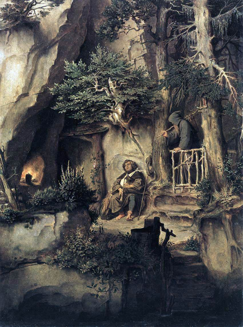 Moritz Von Schwind A Player with a Hermit - Hand Painted Oil Painting
