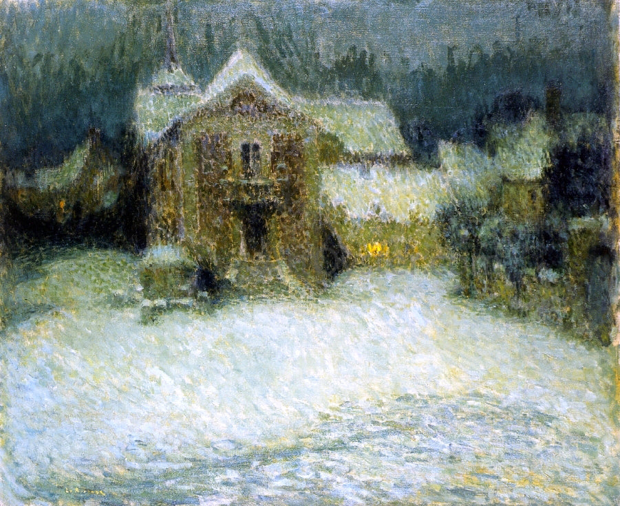 Henri Le Sidaner A Plaza in the Snow at Gerberoy - Hand Painted Oil Painting